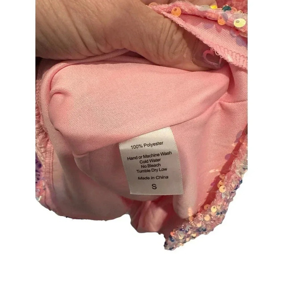 Lucy In The Sky Los Angeles Women Pink Sparkle Sequin Bodycon Mini Dress Size S - Picture 5 of 5